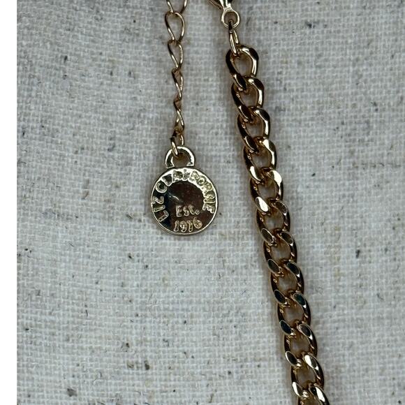 Liz Claiborne 34 Inch Strand Necklace Square Insets Gold Tone Adjustable - Picture 8 of 10